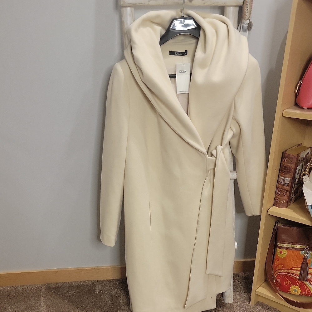 Elegant Cream Wrap Coat